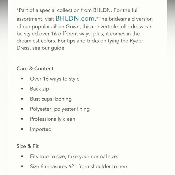 BHLDN Jenny Yoo Ryder Convertible Dress/ size 18 - Picture 8 of 9